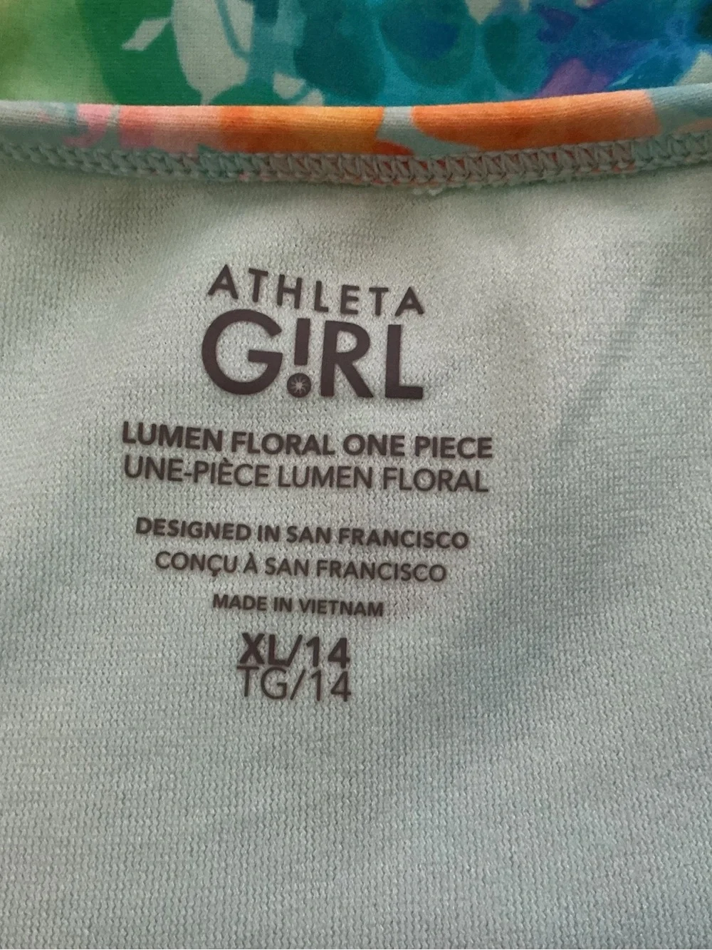 Athleta Girl Lumen Floral Ruffle One-Piece Swimsuit Size XL 14
